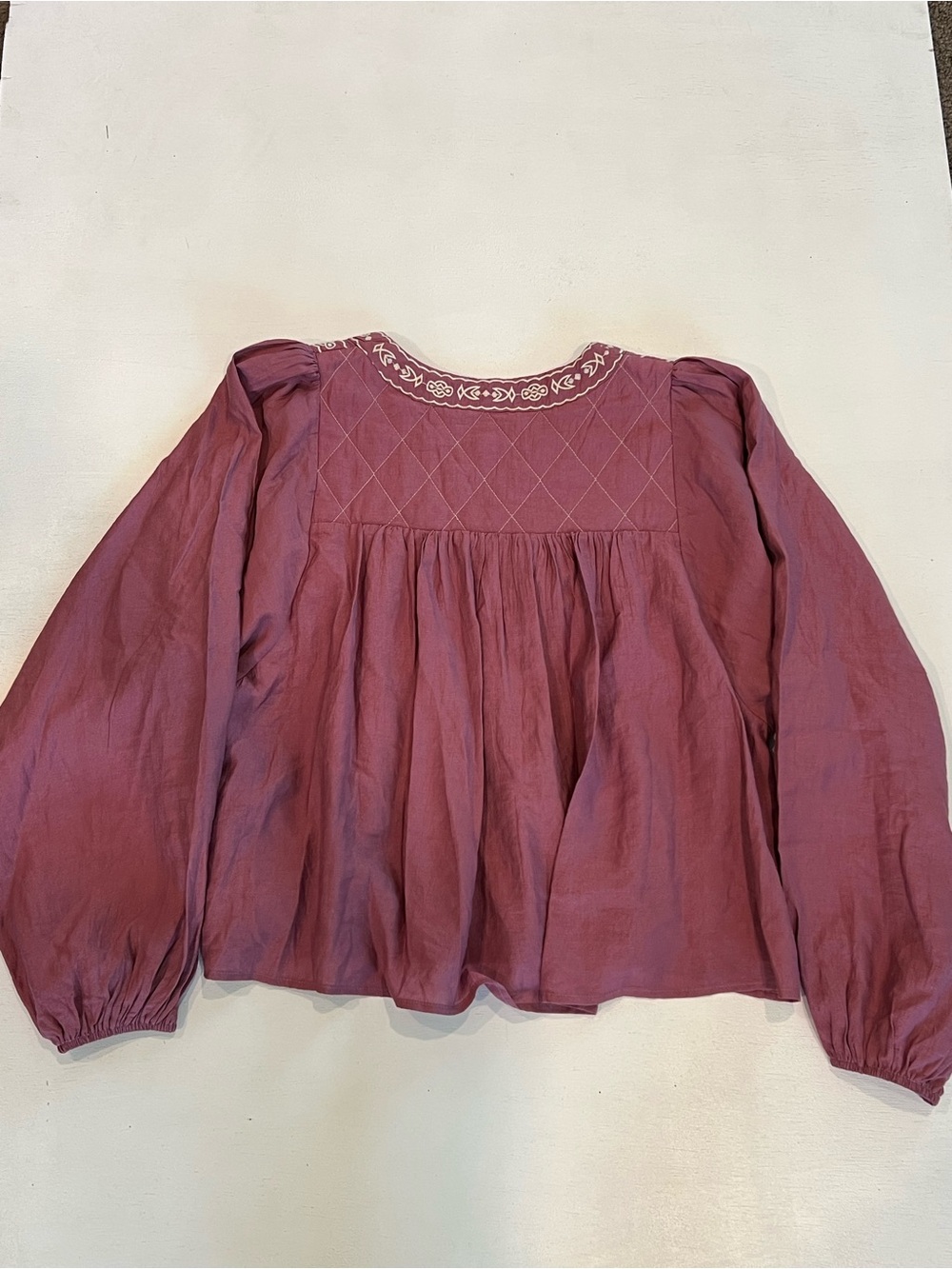 vestique Mauve Embroidered Boho Peasant Blouse - Picture 3 of 10